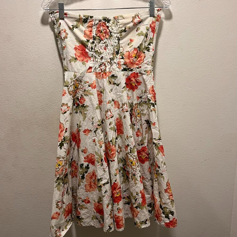 Ensnovo 50s Pinup Style Pansy Floral Garden Party Halter Tie Dress Size XS